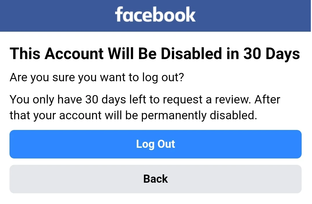 Account Disabled for 30 Days Account Disabled for 30 Days